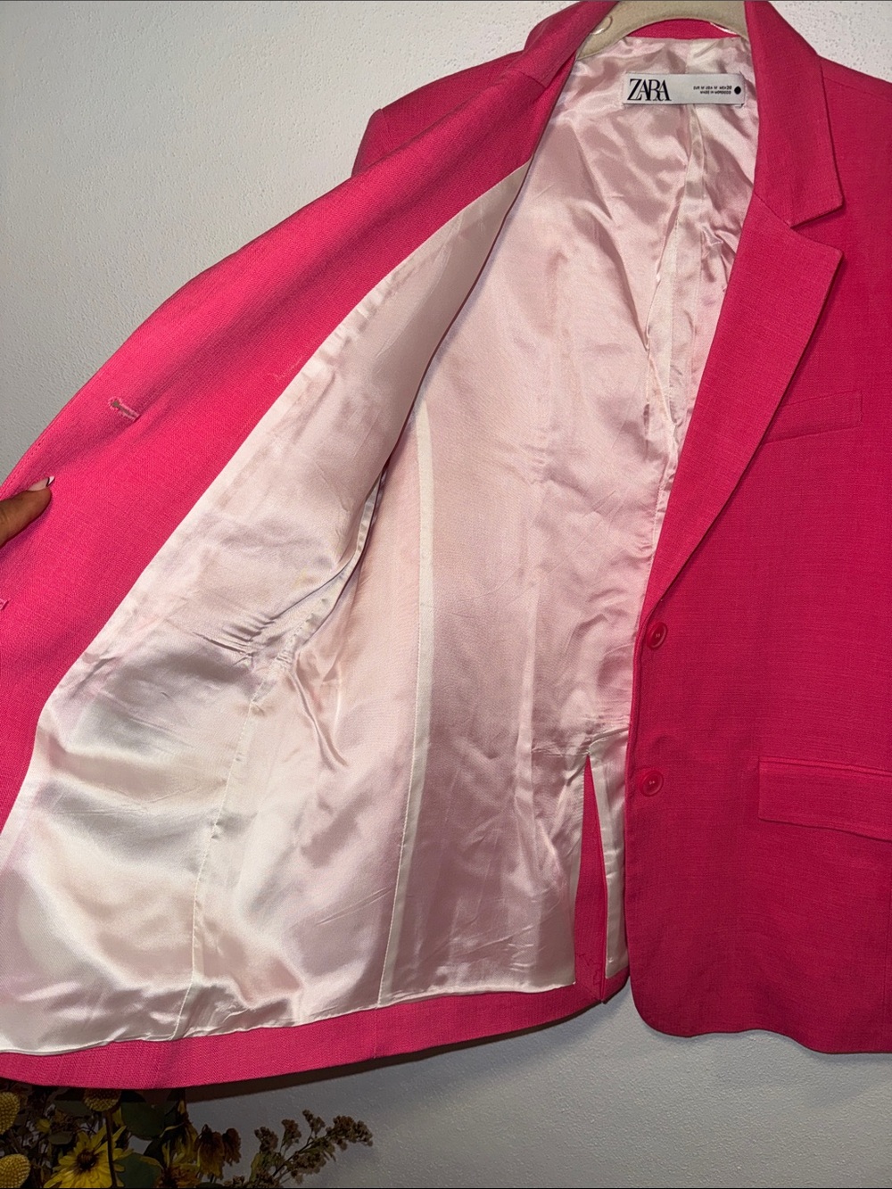 Zara Vibrant Pink Linen Blazer - Picture 5 of 7